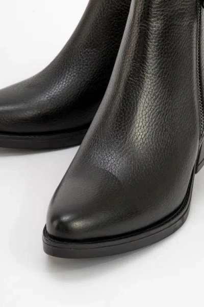 Forever & Always Shoes Jayer Leather Double-zip Block Heel Boot In Black