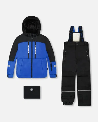 Deux Par Deux Boy Two-piece Teknik Snowsuit In Blue