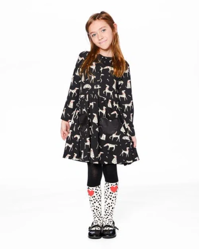 Deux Par Deux Knit Tights With Dalmatian In Black