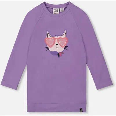 Deux Par Deux Super Softtunic Tee With Graphic In Purple