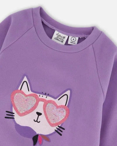 Deux Par Deux Super Softtunic Tee With Graphic In Purple