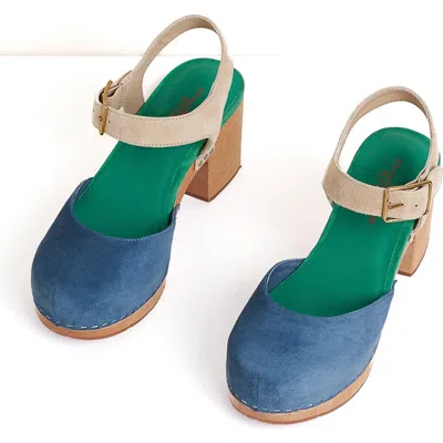 Charlotte Stone Maud Multicolor Ankle Strap Platform Clog In Blue