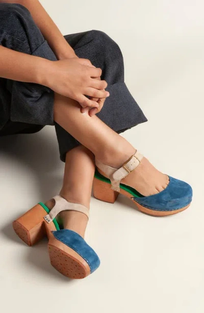 Charlotte Stone Maud Multicolor Ankle Strap Platform Clog In Blue