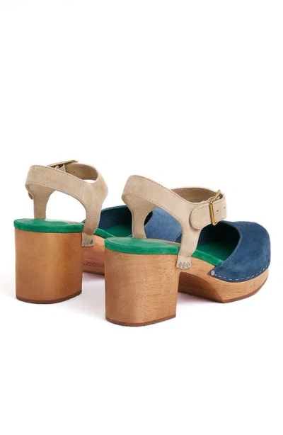 Charlotte Stone Maud Multicolor Ankle Strap Platform Clog In Blue