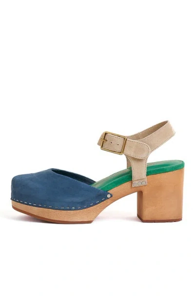 Charlotte Stone Maud Multicolor Ankle Strap Platform Clog In Blue