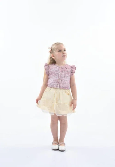 Mimi Tutu Mauve Cream Sequin Shorts Set In Pink