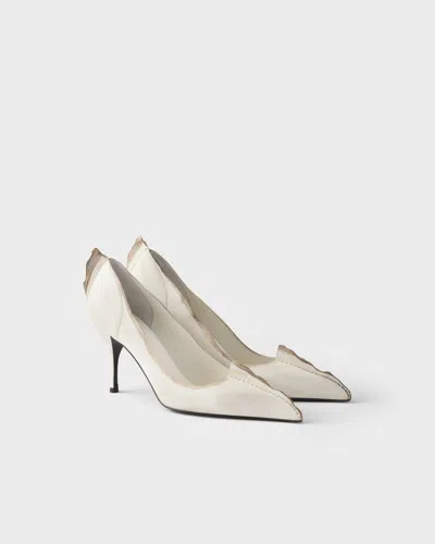 Prada Antiqued Leather Pumps In White