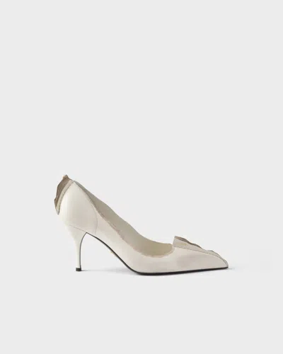 Prada Antiqued Leather Pumps In White