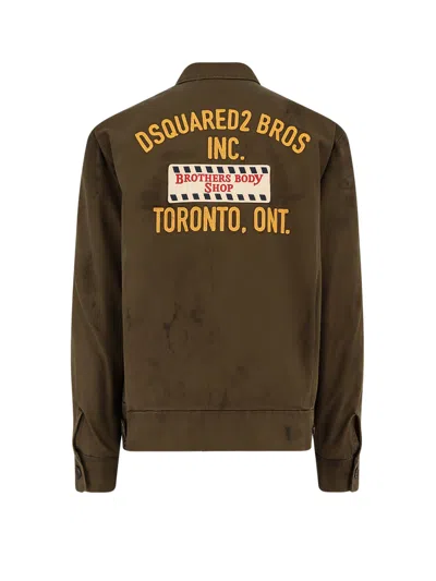 Dsquared2 Embroidered Patch Zip-up Jacket In Brown