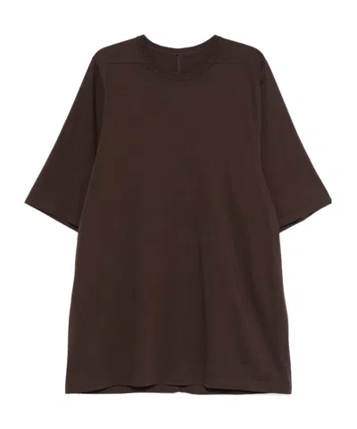 Rick Owens Oversized Round Neck Short Sleeve T-shirt In Brown