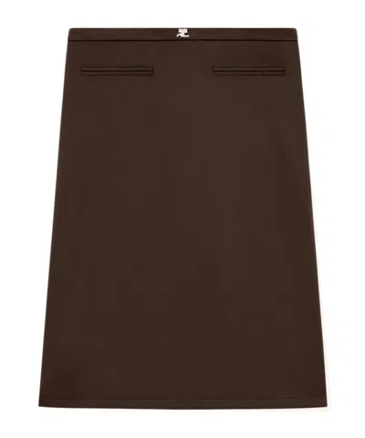 Courrèges Interlock A-line Track Midi Skirt In Brown
