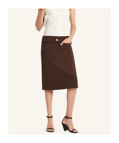 Courrèges Interlock A-line Track Midi Skirt In Brown