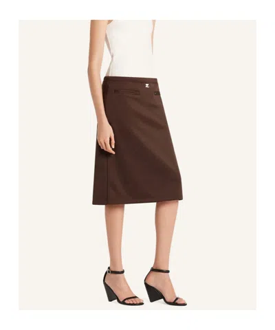 Courrèges Interlock A-line Track Midi Skirt In Brown