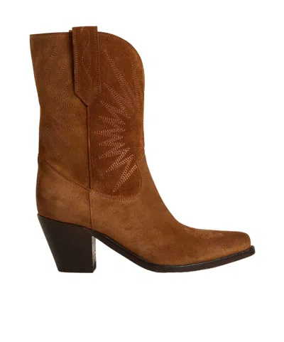 Golden Goose Star Wish Suede Leather Boots In Brown
