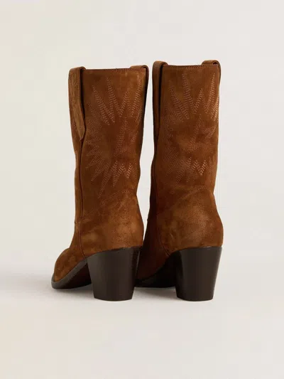 Golden Goose Star Wish Suede Leather Boots In Brown