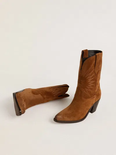 Golden Goose Star Wish Suede Leather Boots In Brown