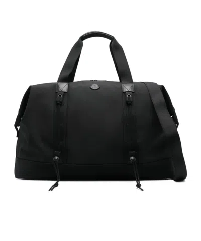 Moncler Water-repellent Tech Duffle Bag With Leather Trim In Black