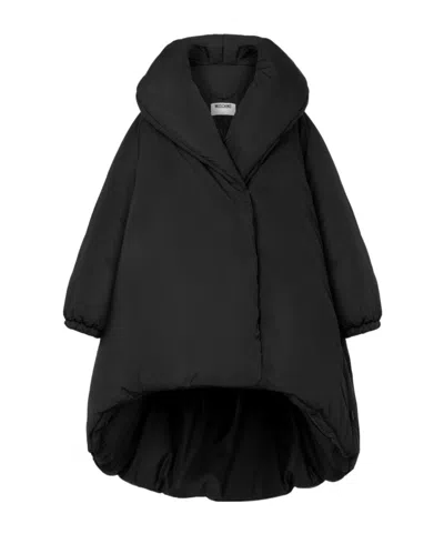 Moschino Asymmetrical High Collar Relaxed Sleeves Coat In Black