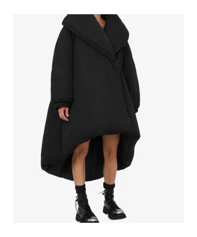 Moschino Asymmetrical High Collar Relaxed Sleeves Coat In Black