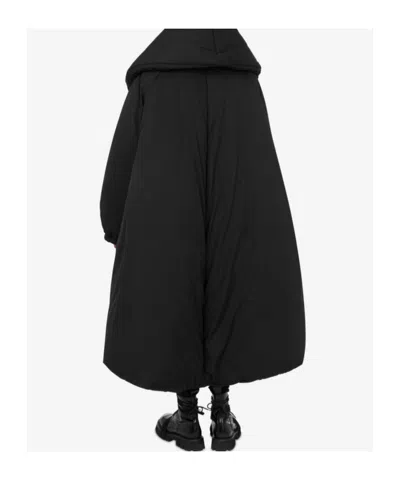 Moschino Asymmetrical High Collar Relaxed Sleeves Coat In Black