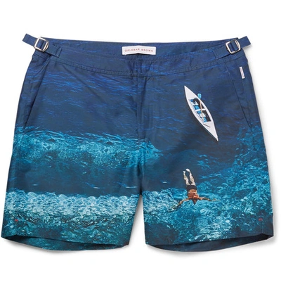 Shop Orlebar Brown Bulldog Mid-length Printed Swim Shorts