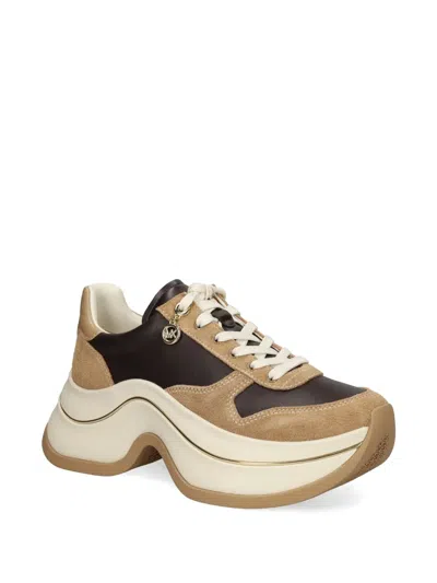 Michael Michael Kors Leather Suede Platform Sneakers In Multi