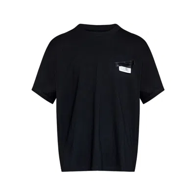 Mm6 Maison Margiela Mm6 By Maison Margiela Oversized T-shirt With Contrasting Pocket Detail In Black