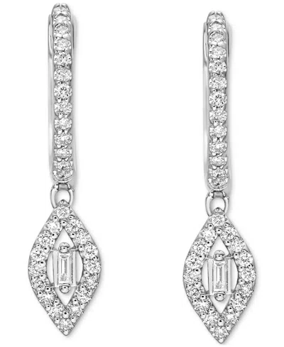 Macy's Diamond Dangle Earrings (1/4 Ct. T.w.) In 10k White Gold In Silver