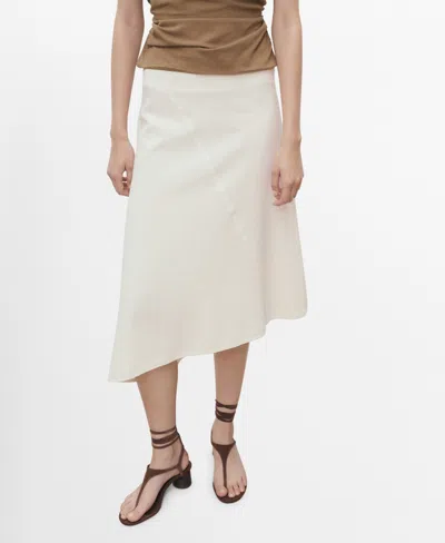 Mango Women's Asymmetrical Cotton Midi Skirt In White