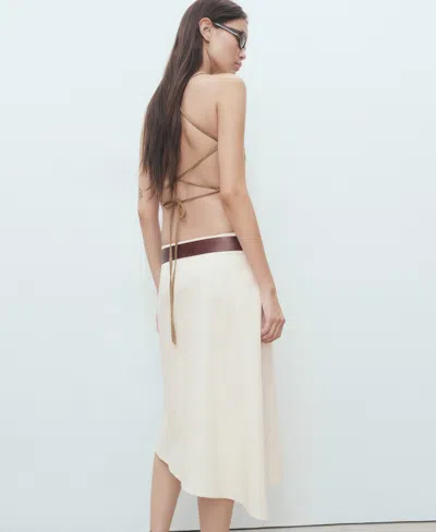 Mango Women's Asymmetrical Cotton Midi Skirt In White