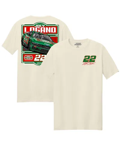 Team Penske Men's Natural Joey Logano Hunt Brothers Pizza Car T-shirt In White