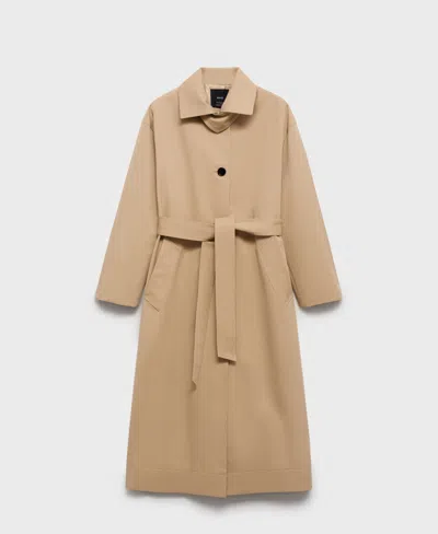 Mango Women's Belt Long Trench Coat In Brown