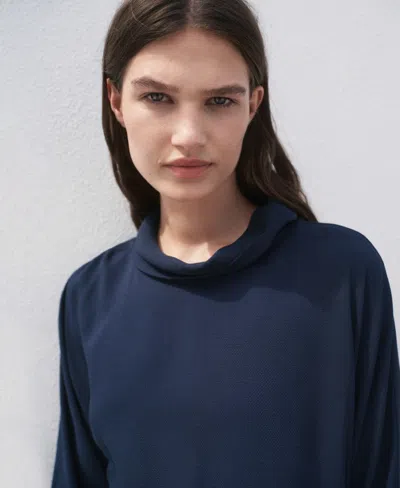 Mango Oversized Flowing Blouse Navy In Blue