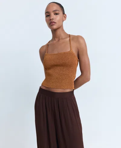 Mango Balloon Trousers With Bows Chocolate In Brown