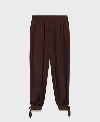 Mango Balloon Trousers With Bows Chocolate In Brown