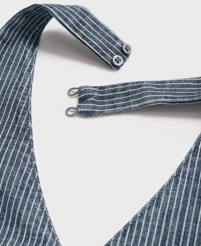 Mango Striped Crossover Denim Top Blue In Blue