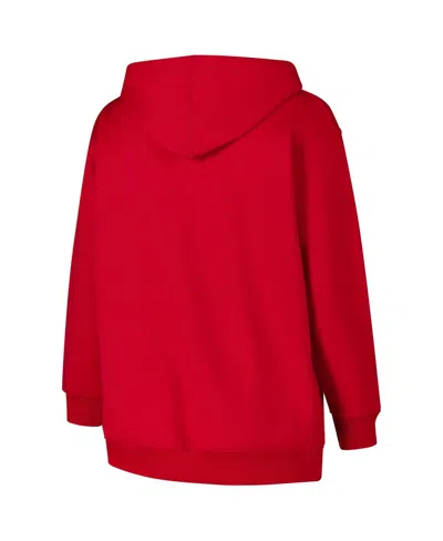 Fanatics Women's Scarlet Ohio State Buckeyes Plus Size Script Lace-up V-neck Hoodie In Red