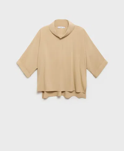 Mango Oversized Flowing Blouse Beige In Brown