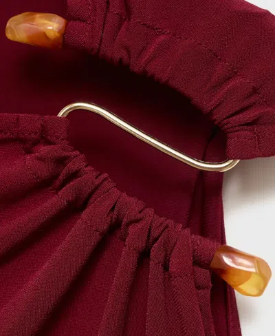 Mango Draped Dress With Jewel Detail Burgundy In Burgundy