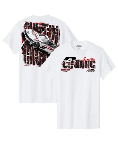 Team Penske Men's White Austin Cindric Discount Tire 2 Car T-shirt In White
