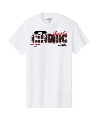 Team Penske Men's White Austin Cindric Discount Tire 2 Car T-shirt In White