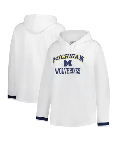 Fanatics Women's White Michigan Wolverines Plus Size Pullover Hoodie In White