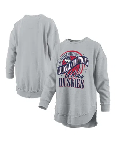 Pressbox Women'sâ Gray Uconn Huskies 2025 Wbb National Champions Melange Poncho Pullover Sweatshirt In Gray