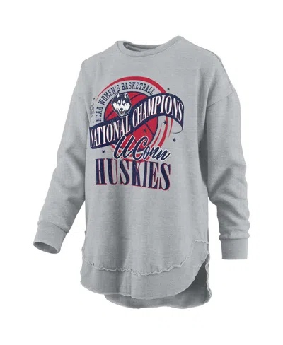 Pressbox Women'sâ Gray Uconn Huskies 2025 Wbb National Champions Melange Poncho Pullover Sweatshirt In Gray