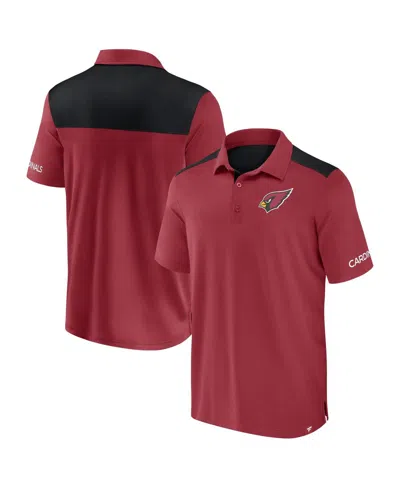 Fanatics Men's Cardinal/black Arizona Cardinals Color Block Polo Shirt In Red