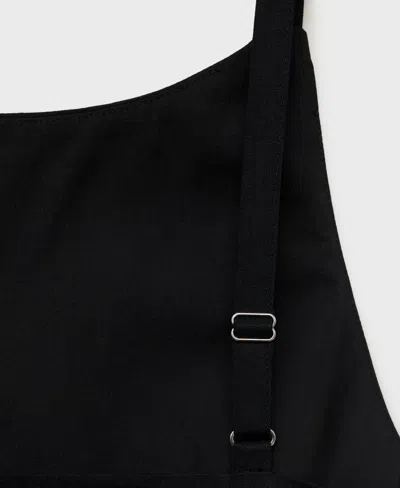 Mango Robe Courte Drapée Lin Noir - Femme - Xl -  In Black