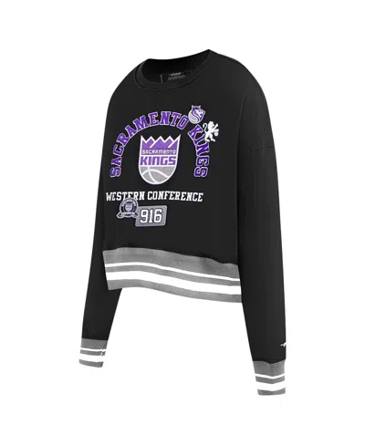 Pro Standard Black Sacramento Kings Area Code Cropped Pullover Sweatshirt In Black