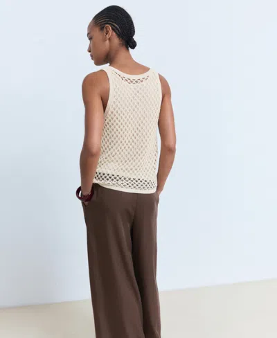 Mango Crochet Top With Straps Ecru In White