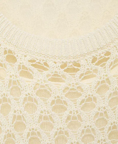 Mango Crochet Top With Straps Ecru In White