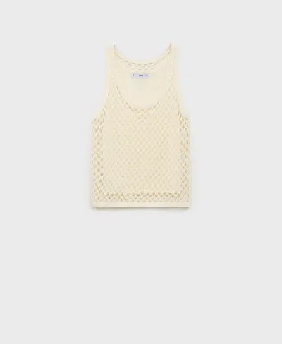 Mango Crochet Top With Straps Ecru In White